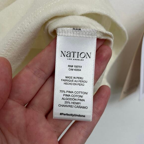 NWT Nation Ltd Bobbie Tee Hemp Raglan Sporty Retro Baseball Boxy Fit Capers XS - Picture 7 of 9